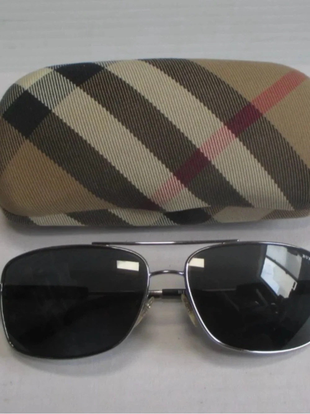 BURBERRY USED LIKE NEW 1003/87 Black Gunmetal 63/15 135 Aviator Sunglasses ✅️⭐️
